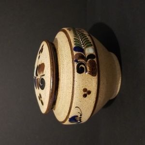 Vintage Mexican Pottery Jar With Lid Handpainted